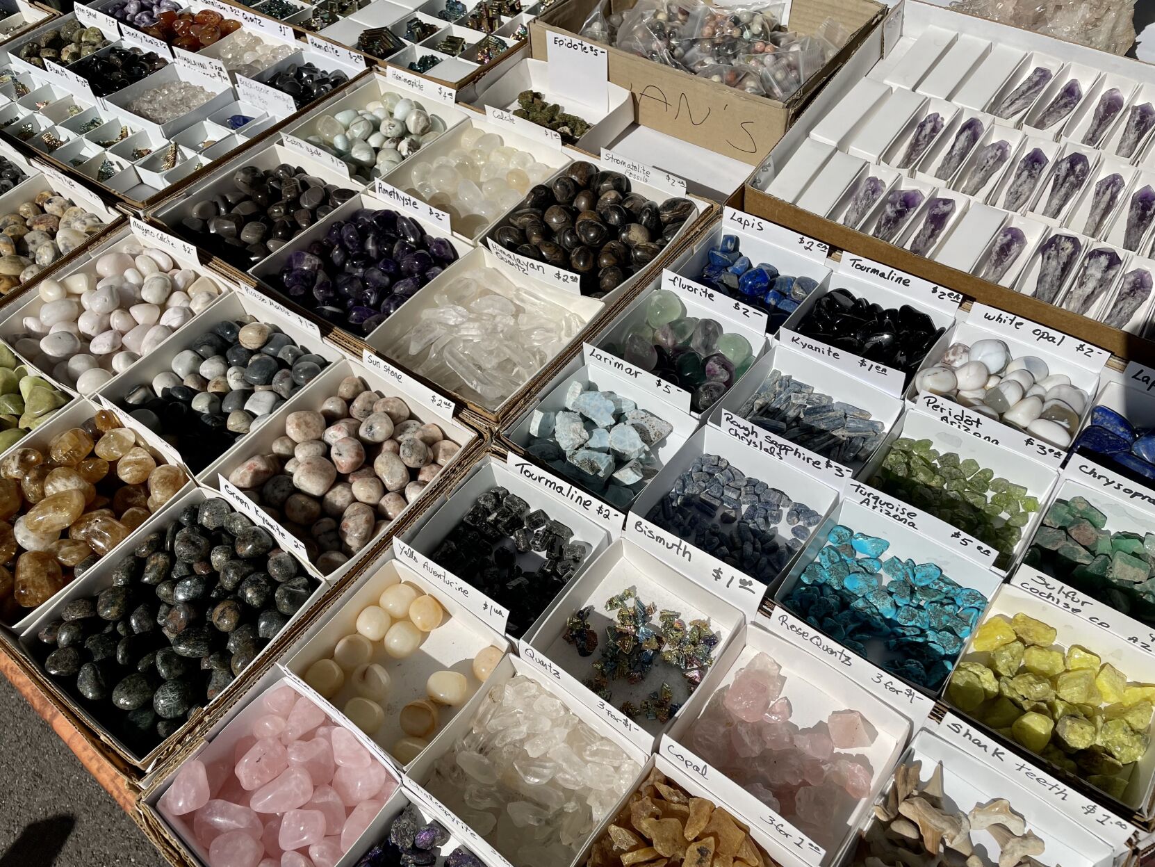 Gem show pocket-sized stones